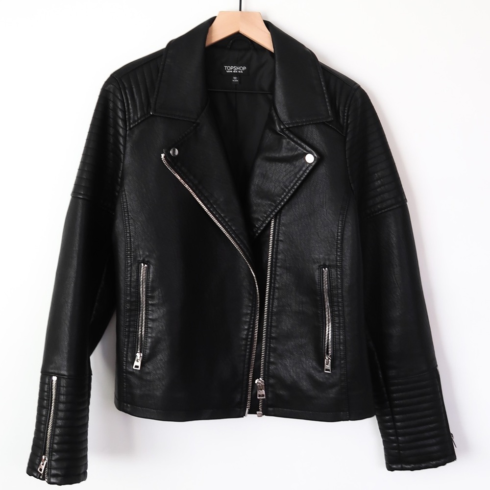 TopShop Faux Leather Jacket size 12/XL